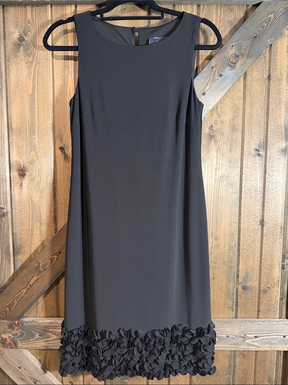 Just...Taylor Black Sleeveless Midi Dress with Floral Trim
